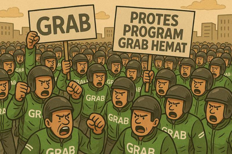 Driver Ojol Demo Protes Program Grab Hemat, Desak Pemerintah Bertindak