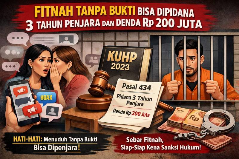 Fitnah Tanpa Bukti Bisa Dipidana 3 Tahun Penjara dan Denda Rp 200 Juta