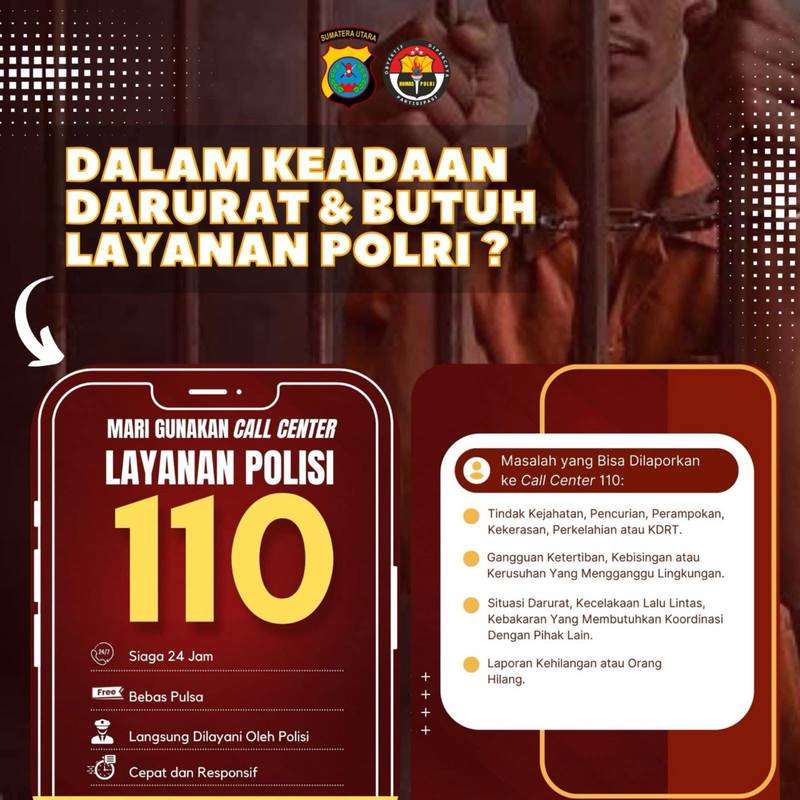 Polda Sumut Ajak Masyarakat Gunakan Call Center 110 Jika Hadapi Situasi Darurat
