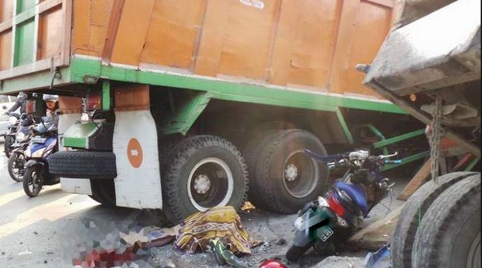 Sepasang Kekasih Tewas Dilindas Truk di Perbaungan