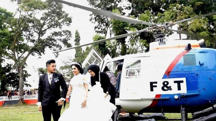 Terungkap, Pengantin di Pematangsiantar Sewa 120 Juta Helikopter Polisi